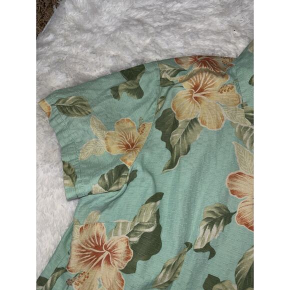 Jamaica Jazz Women’s Sz. XL green tropical Design Silk Blend Button Up Shirt - Picture 9 of 12